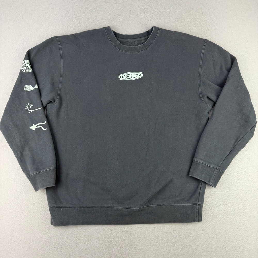 KEEN Sweatshirt Adult XL Charcoal Pullover Crewneck Flower‎ Trail Run